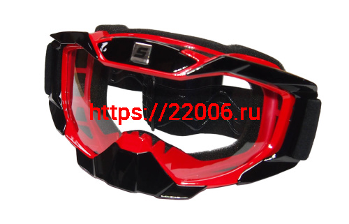 Очки мотокросс/спорт SCOUT (NK-1015) черн/красн, резинка с силиконом, цветн упаковка