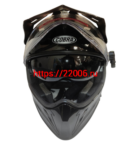 Шлем кроссовый со стеклом (туринг) СНЕГОХОДНЫЙ COBRA EC H331, черный, с ПОДОГРЕВОМ ВИЗОРА, размер L фото 3