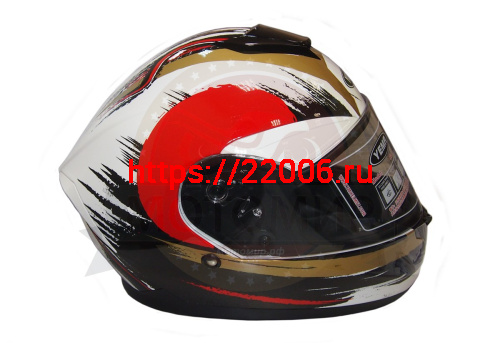 Шлем интеграл YM-831 "YAMAPA" CAT WHITE, BLUE YELLOW, размер  M (прозрачный визор) NEW (6 шт. упак) фото 2