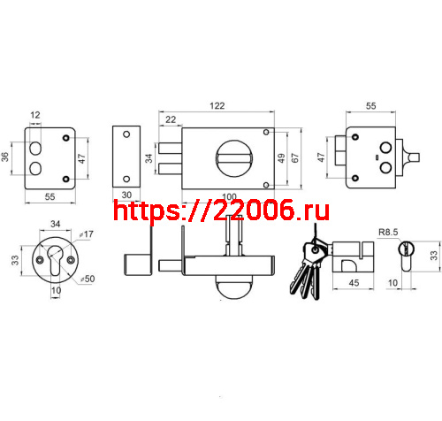 Замок Omega (Омега) накладной цилиндровый ЗН-1 2Р медь фото 2 Замок Omega (Омега) накладной цилиндровый ЗН-1 2Р медь фото 2