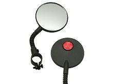 Зеркала Вело на хомуте, гибкая стойка, круглое с красным катафотом, D50мм