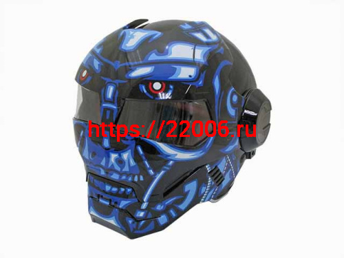 Мотошлем закрытый MASEI 610 с рисунком синий (L) Мотошлем закрытый MASEI 610 с рисунком синий (L)