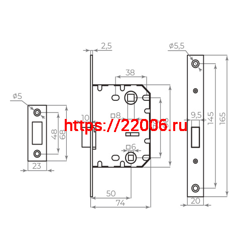 Защелка Ajax (Аякс) врезная MAGNLN72-50 CP хром фото 2