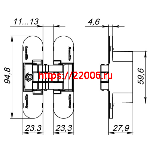 Петля Armadillo (Армадилло) скрытой установки U3D4000 AB (9540UN3D) бронза фото 5 Петля Armadillo (Армадилло) скрытой установки U3D4000 AB (9540UN3D) бронза фото 5