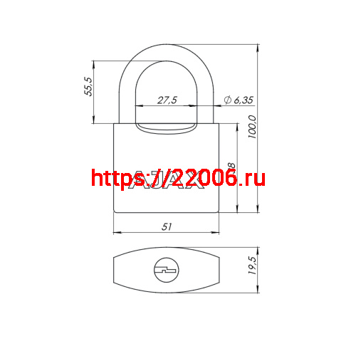 Замок Ajax (Аякс) навесной PD-0550L 3 key фото 2 Замок Ajax (Аякс) навесной PD-0550L 3 key фото 2