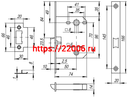 Защелка Fuaro (Фуаро) врезная PLASTP72-50 (P72-50) GR графит фото 3 Защелка Fuaro (Фуаро) врезная PLASTP72-50 (P72-50) GR графит фото 3