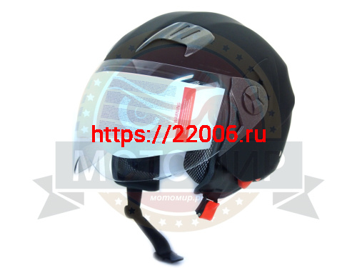 Шлем открытый "Safelead" HF-221 "колобки с доп. стеклом" мат. черный размер XL