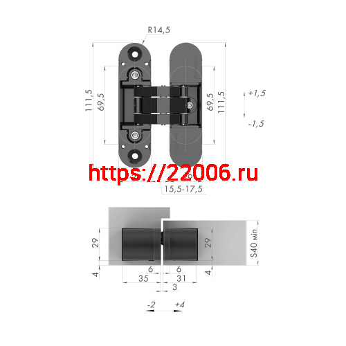 Петля Armadillo (Армадилло) скрытой установки U3D6000 AB (11160UN3D) бронза фото 3 Петля Armadillo (Армадилло) скрытой установки U3D6000 AB (11160UN3D) бронза фото 3