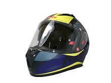Шлем TVS RACING (Индия) STREET D/V DULL BLACK M.BLUE размер M, + пинлок в комплекте, очки