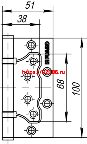 Петля Fuaro (Фуаро) универсальная без врезки IN4500W CFB (500-2BB 100x2,5) кофе глянец фото 3
