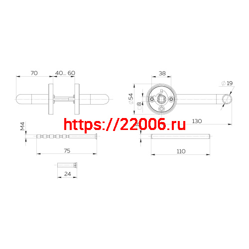 Ручка Fuaro (Фуаро) раздельная R.DSS304-0203/19 (квадрат 8х110 мм) INOX 304 фото 4