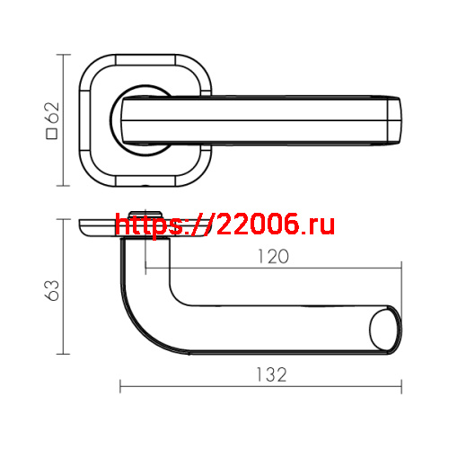 Ручка Fuaro (Фуаро) раздельная TOR XL (хром) CP-8 квадрат 8х150 мм (стяжки М4,30х60х40 мм) фото 2
