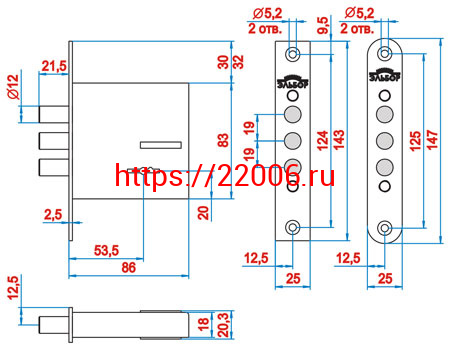Замок Elbor (Эльбор) врезной сувальдный Кремень 1.04.06.К, 5 кл. /28964/ фото 2 Замок Elbor (Эльбор) врезной сувальдный Кремень 1.04.06.К, 5 кл. /28964/ фото 2