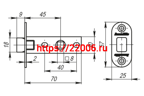 Защелка Armadillo (Армадилло) врезная LH 220-45-25 AB Бронза BOX /овал/ фото 4 Защелка Armadillo (Армадилло) врезная LH 220-45-25 AB Бронза BOX /овал/ фото 4