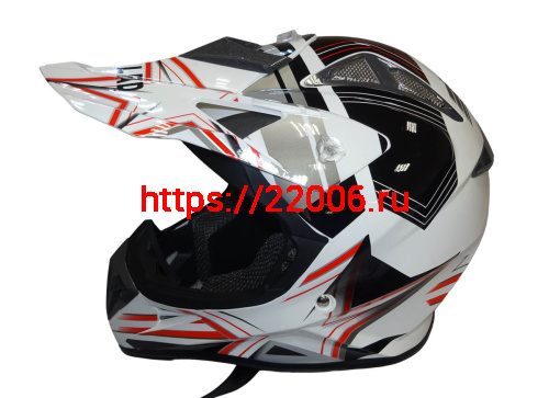 Шлем кроссовый "Safelead" HF-116 MATT BLACK белый Q158R размер S  NEW фото 4