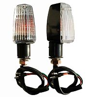 Указатель поворота №01 белое стекло, прямоугольный карбон