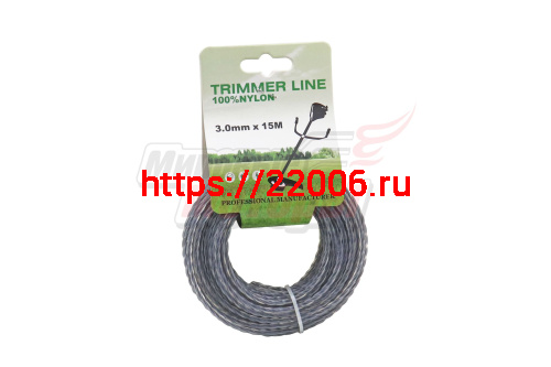 Леска триммерная (3,0*15м) DUAL (квадрат витой с сердечником) Леска триммерная (3,0*15м) DUAL (квадрат витой с сердечником)