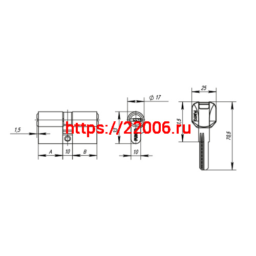 Цилиндровый Punto (Пунто) механизм MaxPro7002Knob60mm(25+10+25) GR графит 7key с вертушкой фото 3 Цилиндровый Punto (Пунто) механизм MaxPro7002Knob60mm(25+10+25) GR графит 7key с вертушкой фото 3