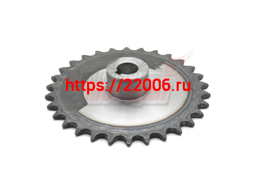 Звезда ведомая 30z мотобуксировщика (d=20мм, шаг 15,875, шпонка 6мм) Звезда ведомая 30z мотобуксировщика (d=20мм, шаг 15,875, шпонка 6мм)