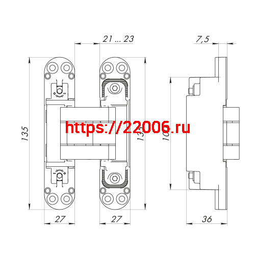 Петля Armadillo (Армадилло) скрытой установки U3D7800.VPG SG мат. золото TECH фото 4 Петля Armadillo (Армадилло) скрытой установки U3D7800.VPG SG мат. золото TECH фото 4
