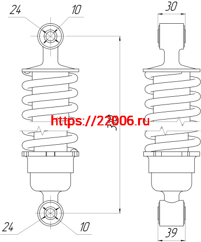 Амортизатор зад. L-310 ,D1-24, d1-10, Н1-30, D2-24, d2-10, Н2-39 AD250a фото 2 Амортизатор зад. L-310 ,D1-24, d1-10, Н1-30, D2-24, d2-10, Н2-39 AD250a фото 2