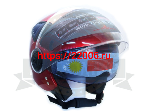 Шлем открытый "Safelead" HF-256 "колобки с доп. стеклом" красный M фото 2 Шлем открытый "Safelead" HF-256 "колобки с доп. стеклом" красный M фото 2