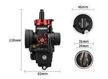 Карбюратор NIBBI Racing PE24 (YJ), реком.двиг. 50-125 см3 (вход/выход 24 и 46 мм)