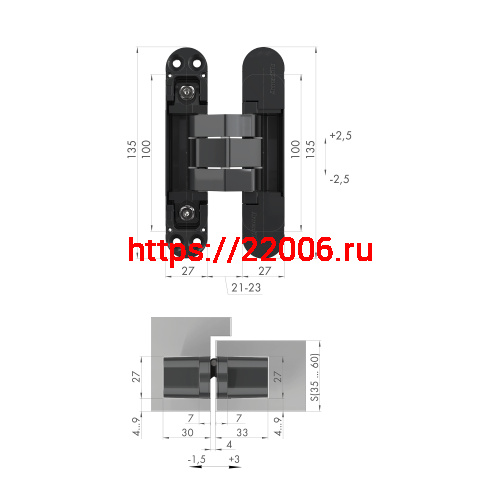 Петля Armadillo (Армадилло) скрытой установки U3D7800.VPG FSG флор. золото TECH фото 2 Петля Armadillo (Армадилло) скрытой установки U3D7800.VPG FSG флор. золото TECH фото 2